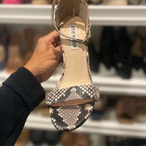 Steve Madden Snake Print Sandals - Beige and Black